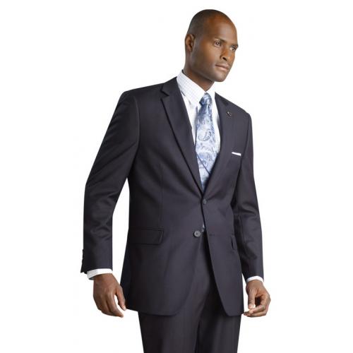 E. J. Samuel Navy Solid Slim Fit Suit HYL29